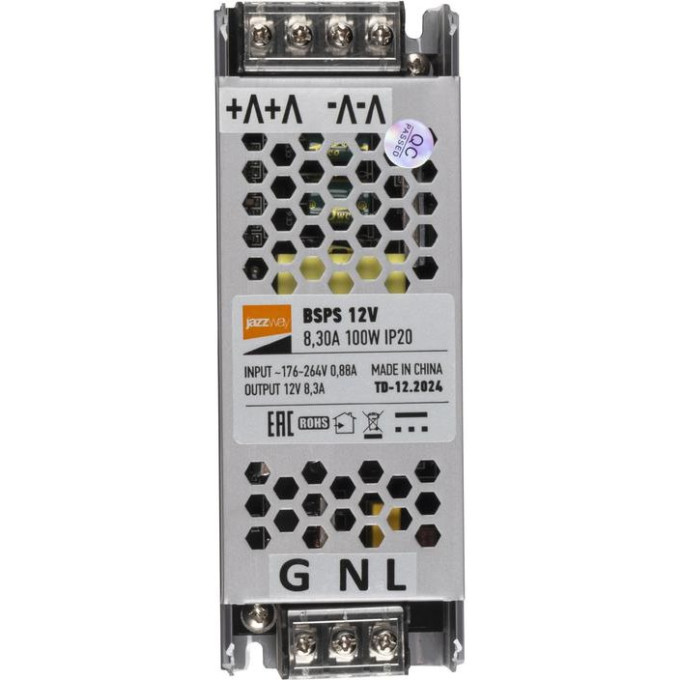 Блок питания для светодиод. Ленты BSPS 100Вт 8,3А 12В IP20 метал. JazzWay 5024342