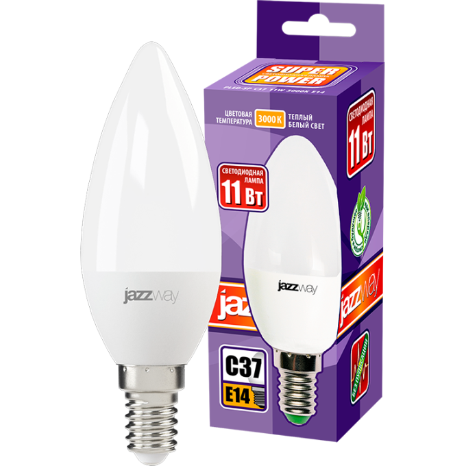 Лампа светодиодная JAZZWAY 5019157 PLED-SP 11Вт C37 3000К E14 230В/50Гц