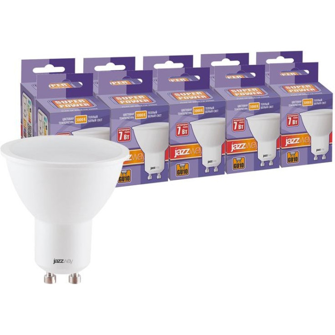 Лампа светодиодная JAZZWAY PLED-SP 7Вт PAR16 3000К GU10 230В 50Гц 10шт.