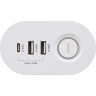 Удлинитель JAZZWAY ETD-03U-150-wh 5059535 3х1.5м на струбцине с заземлением с выключателем 3 USB выхода (2А+1С) IP20 ПВС 3х1